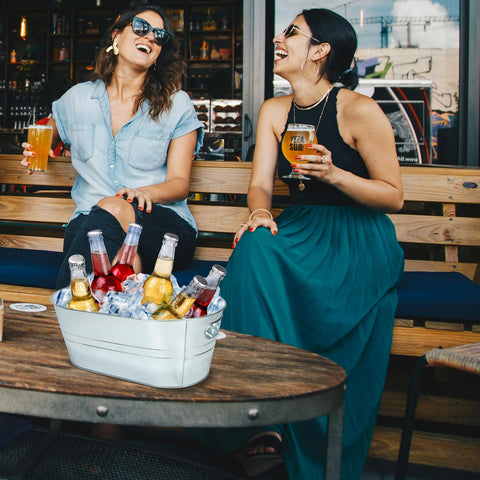 dndsim silver beverage tub for outdoor events and cocktail stations