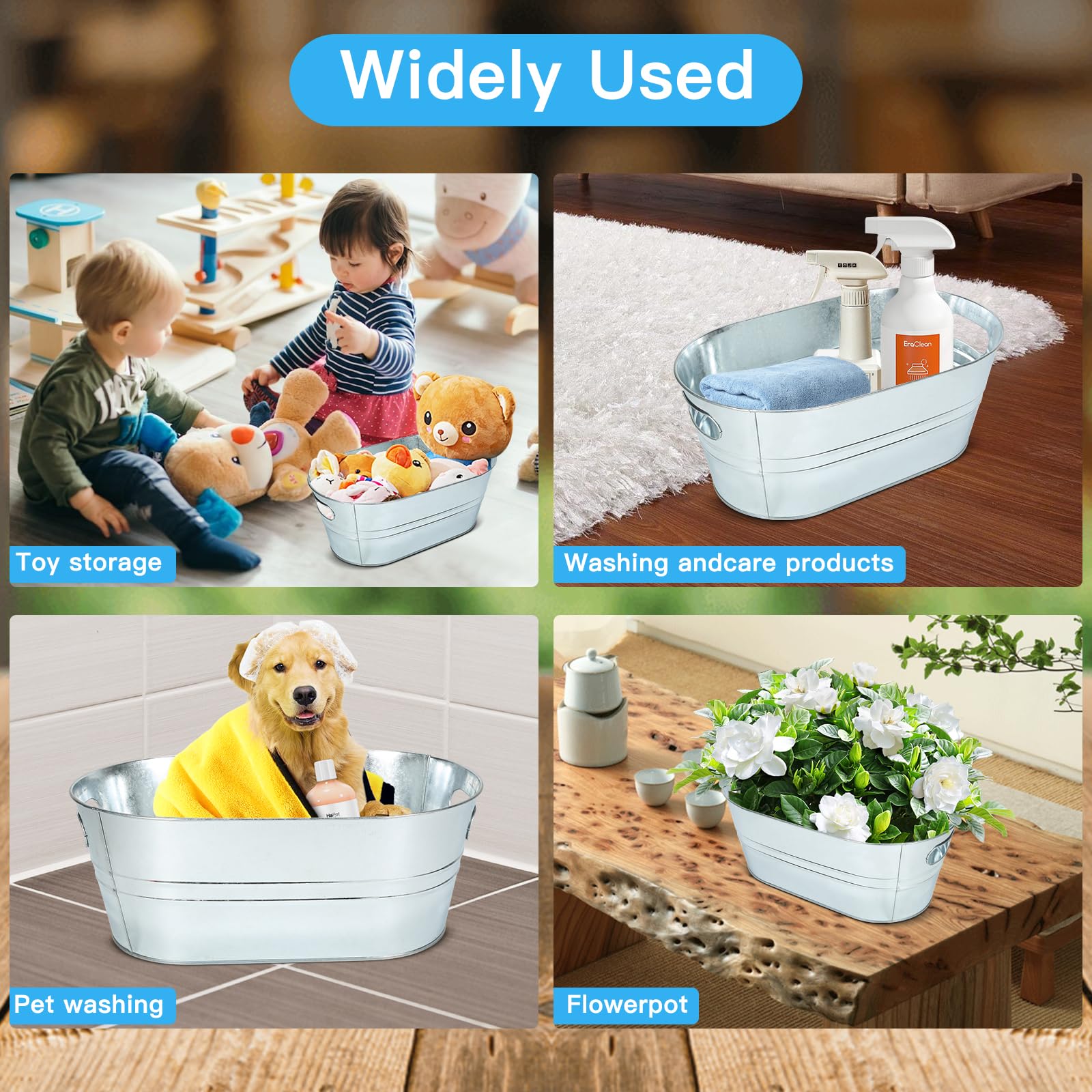 dndsim sturdy carry handles on galvanized tubs for effortless serving