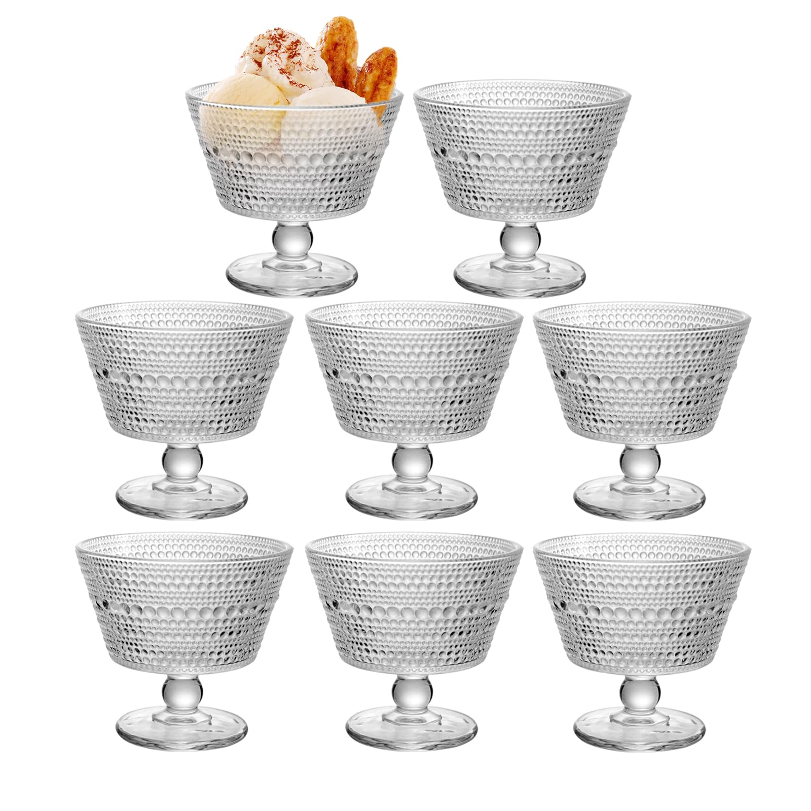 DNIENKGE glass dessert bowls set of 8 with vintage charm for desserts.