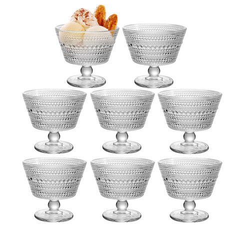 DNIENKGE glass dessert bowls set of 8 with vintage charm for desserts.