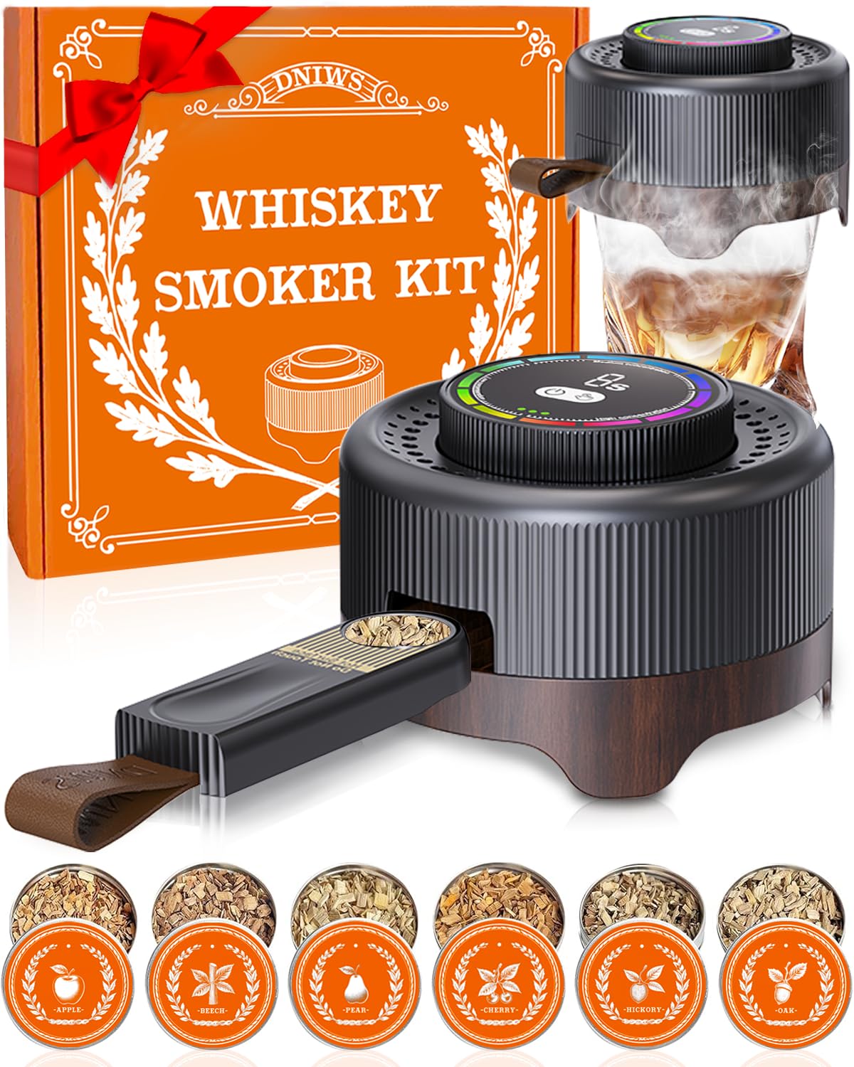 DNIWS electric whiskey smoker kit with timer dial for customizable smoke bursts