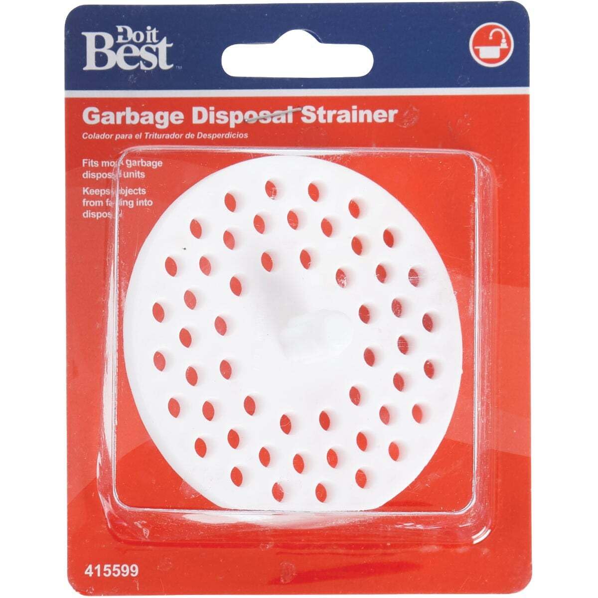 Do it Best GS disposal strainer installed to prevent forks and utensils from entering.