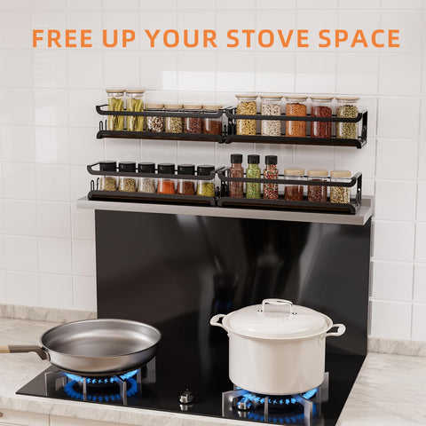Doakhirmit drill-free adhesive spice rack offers quick, damage-free mounting.