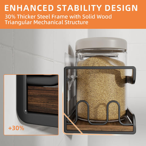 Doakhirmit screws-secured spice rack delivers sturdy, reliable installation for kitchen cabinets.
