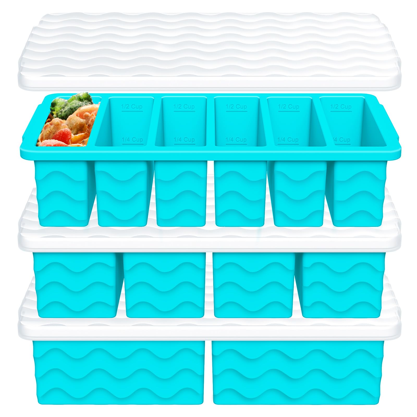 Doasuwish 3-pack freezer trays with lids for organized meal prep and leak-free storage.