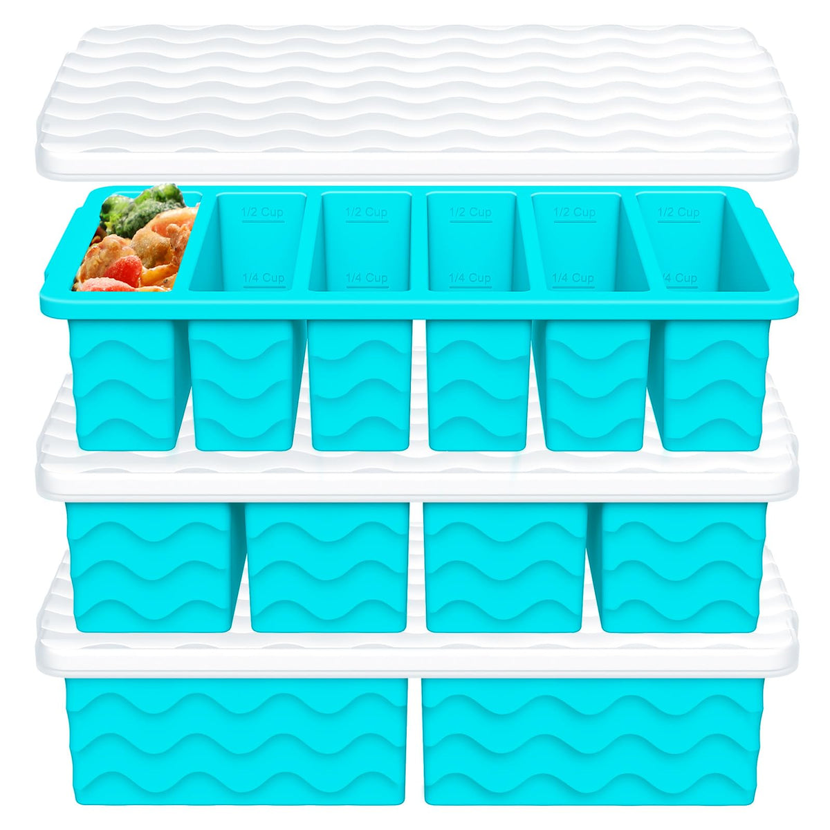 Doasuwish 3-pack freezer trays with lids for organized meal prep and leak-free storage.