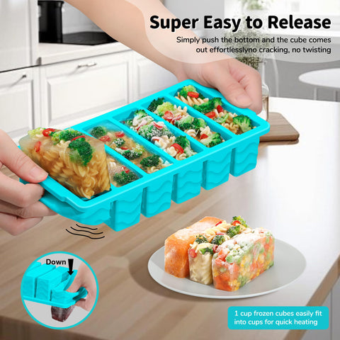 Doasuwish versatile tray freezes soups, sauces, and stews with flavor protection.