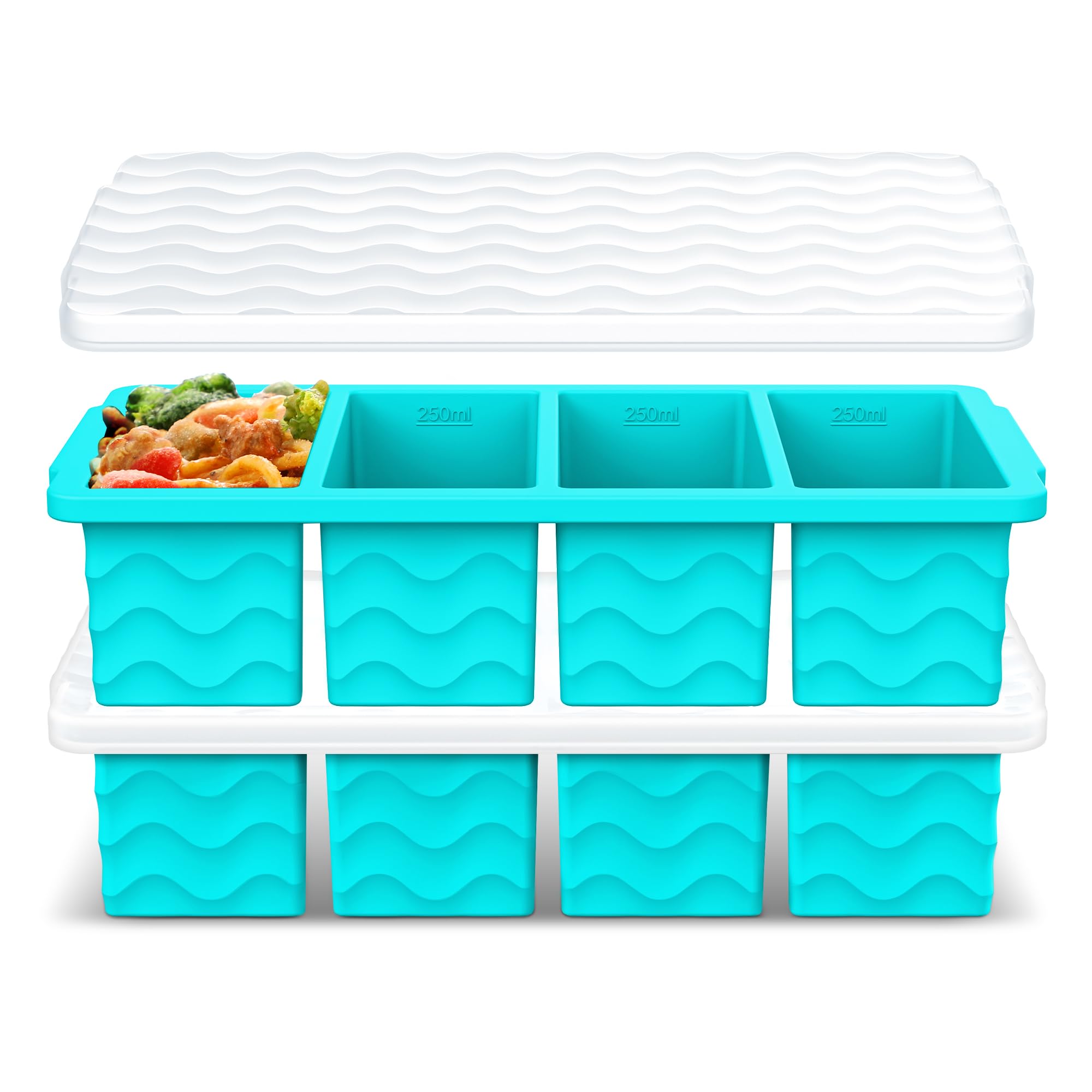 Doasuwish silicone freezer mold with lid showing 1-cup portion for soups and meals
