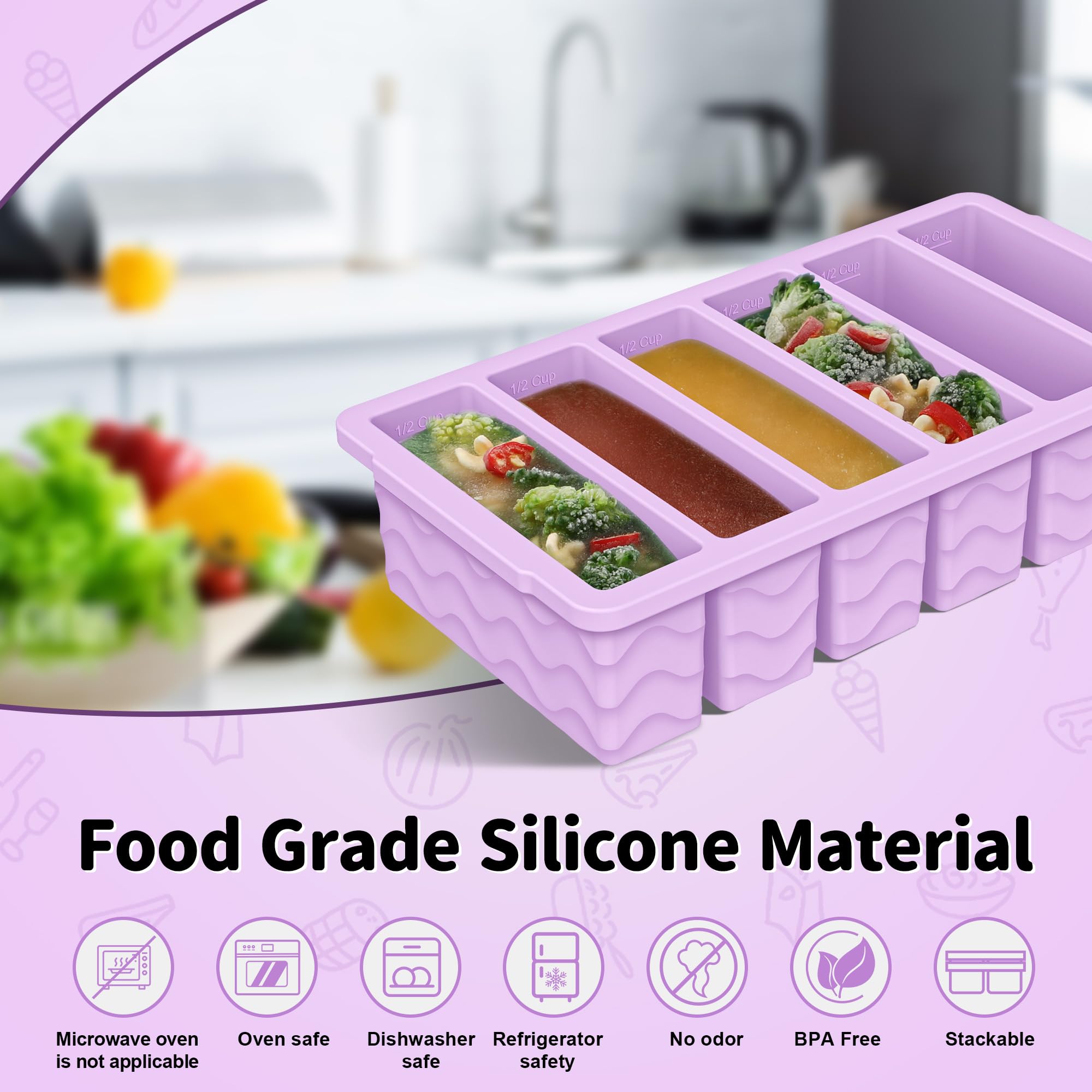 Doasuwish 12-cup small silicone freezer tray with lid, compact for daily portions.