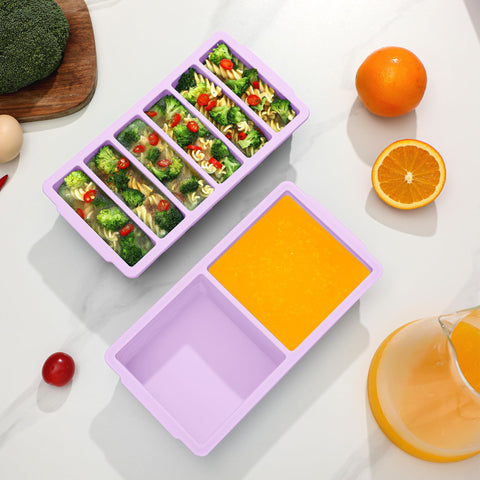 Doasuwish oven-safe silicone trays withstand heat for quick thaw-and-serve.