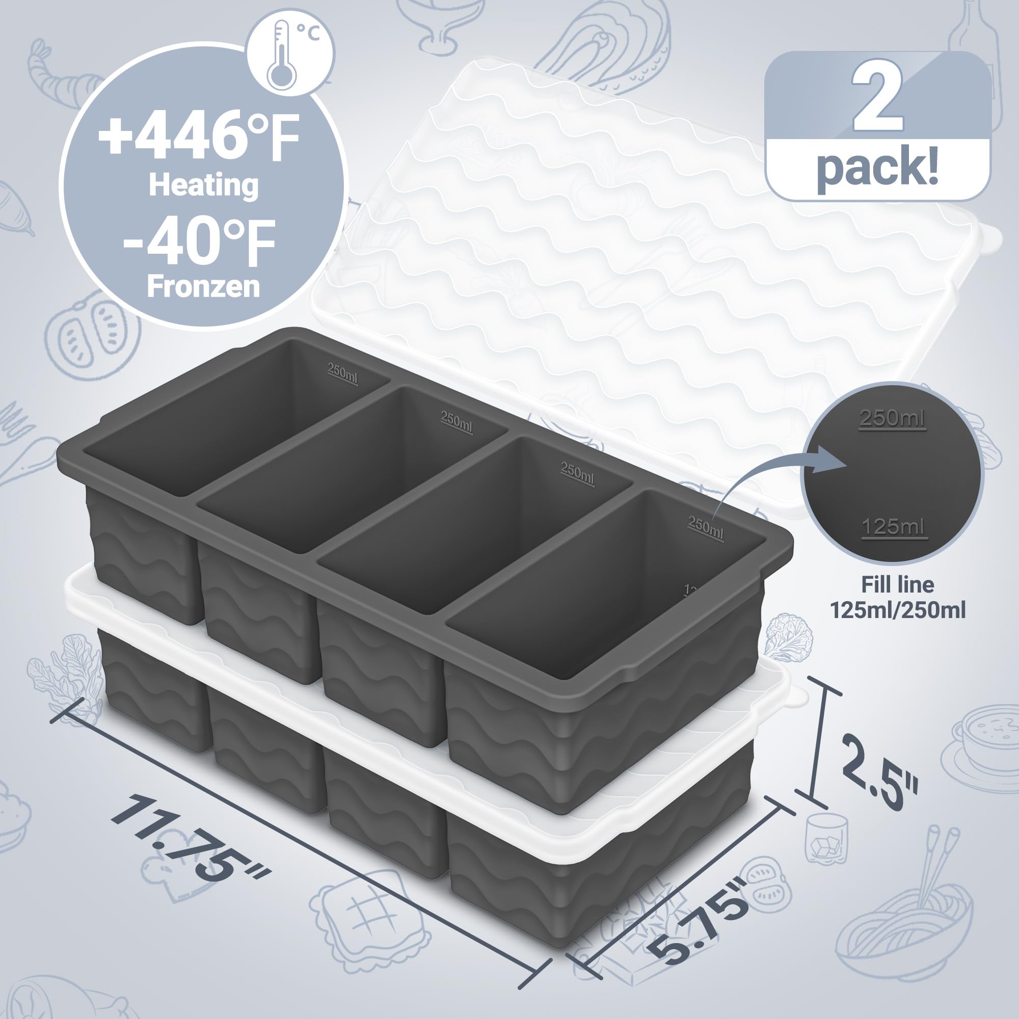 Two-pack Doasuwish freezer trays stacked for space-saving storage