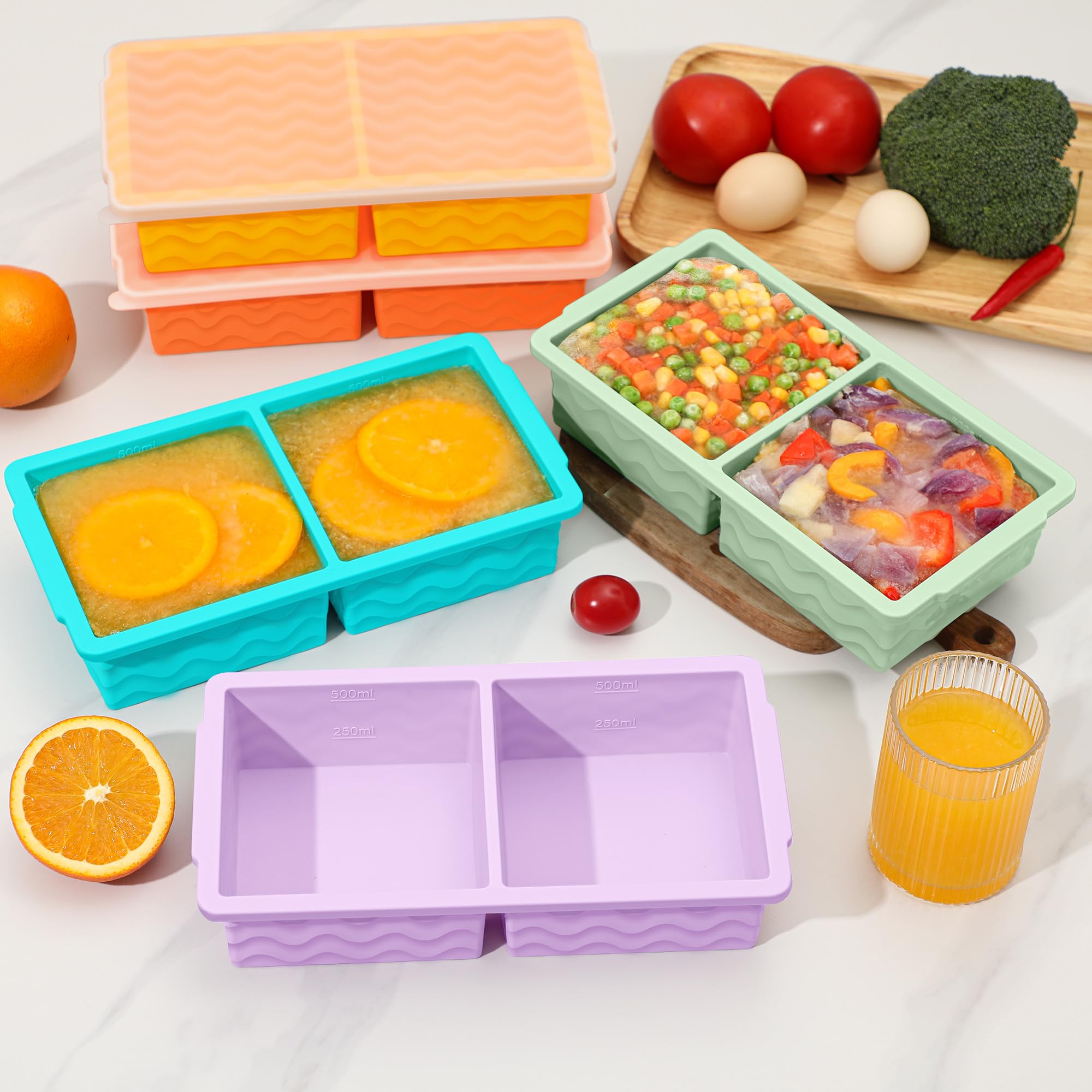Doasuwish stacked-trays-freezer save space and keep portions organized.