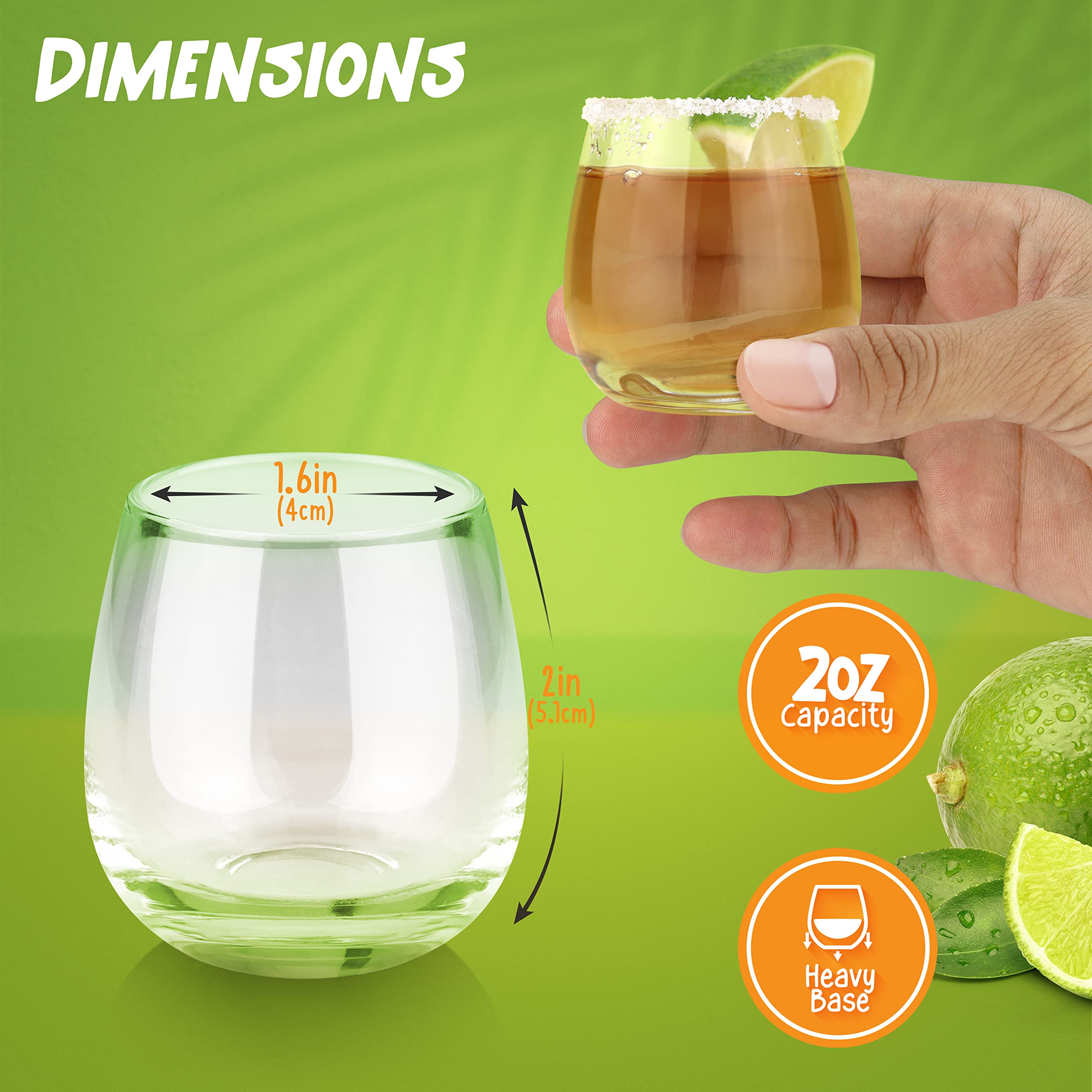Dobaccio clear glass shot glasses showcase a modern, sleek design.