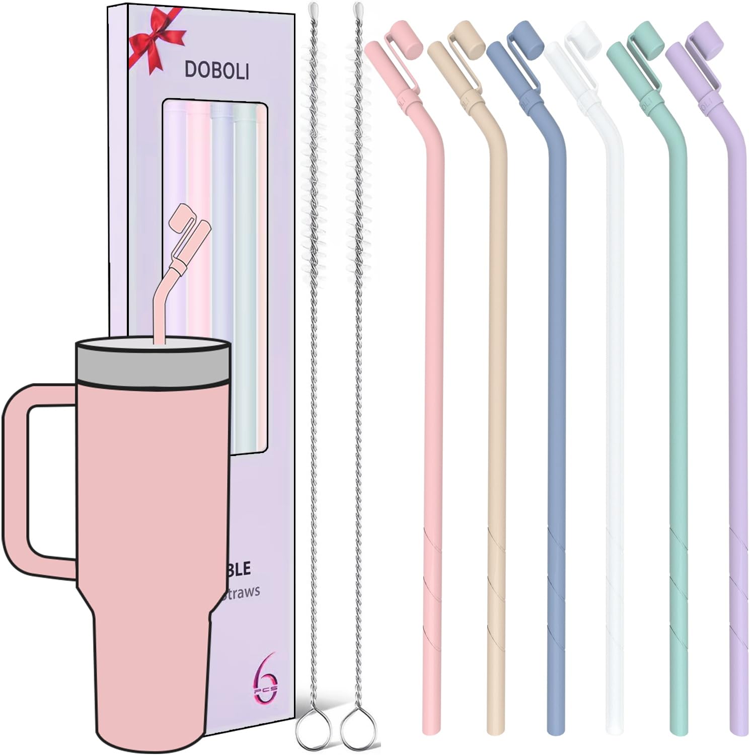 Doboli replacement 13-inch silicone straw with cover for Stanley Owala, secure seal and easy cleaning.