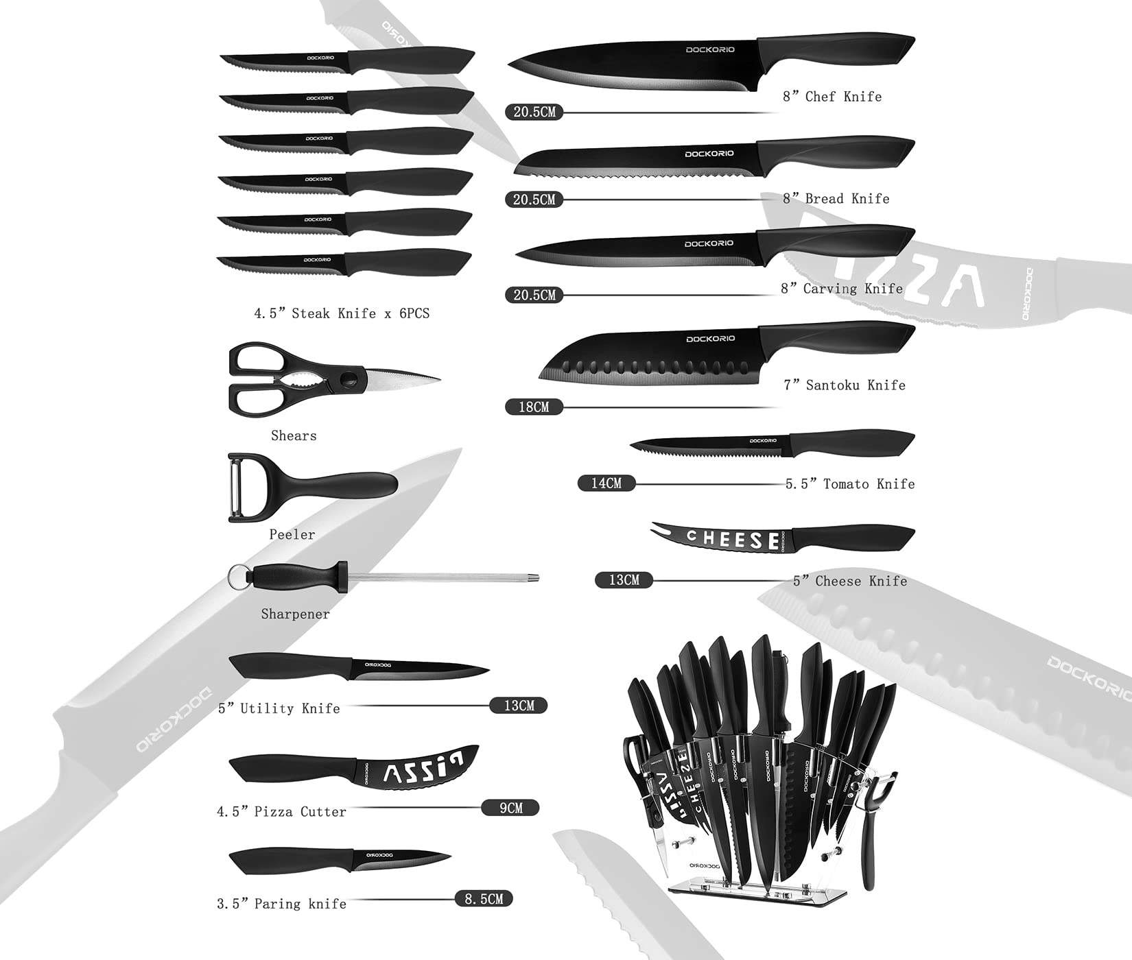 Dockorio ceramic-coated blade close-up illustrating non-stick performance.