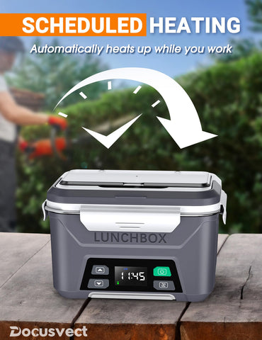 Docusvect 1.3L capacity lunch box with steaming meals ready for a full lunch.