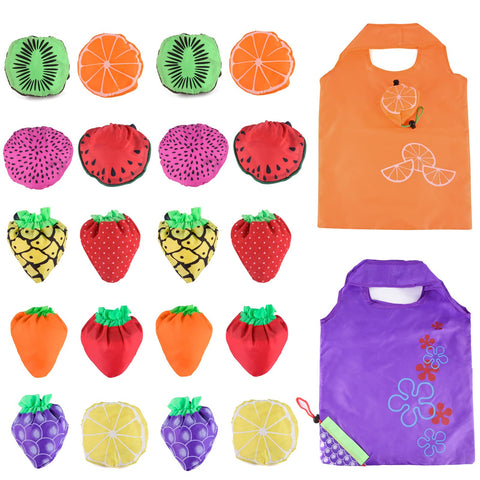 Dodkes reusable bag with fruit pattern for groceries, roomy and easy to carry