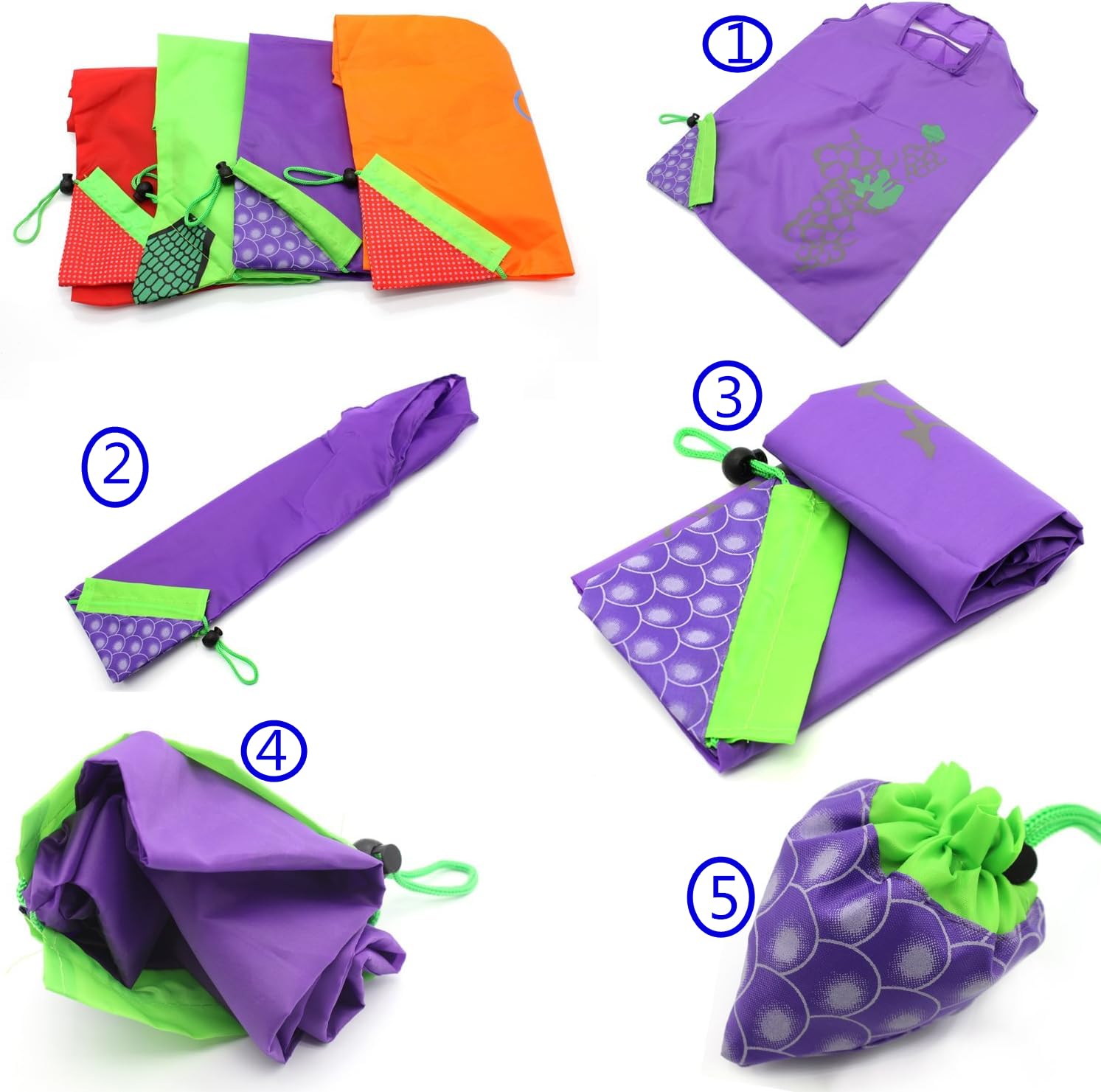 Dodkes 14.5 by 20 inch bag with random fruit print, durable and washable