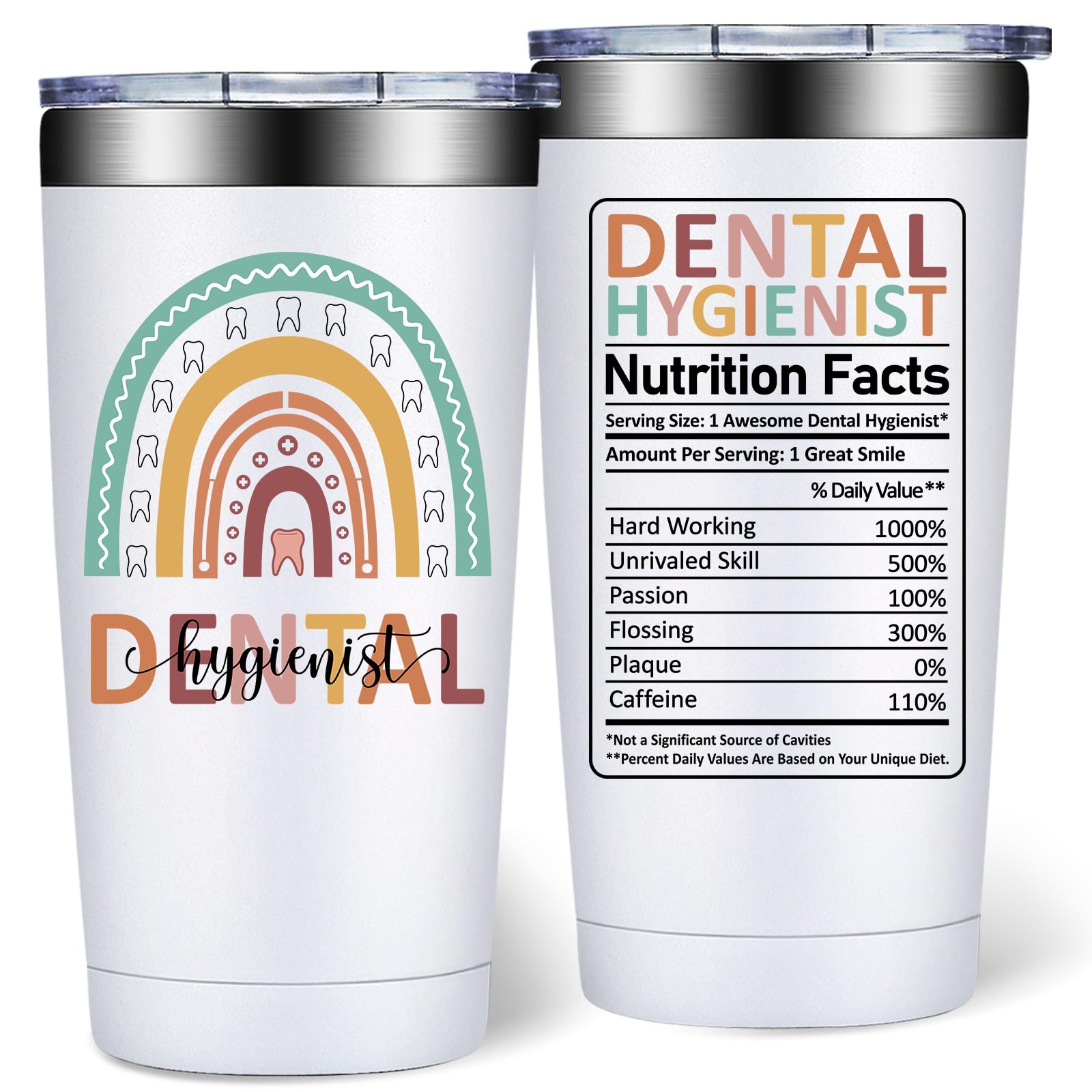 DOEARTE 20oz tumbler, front-angle view, a practical daily gift for hygienists