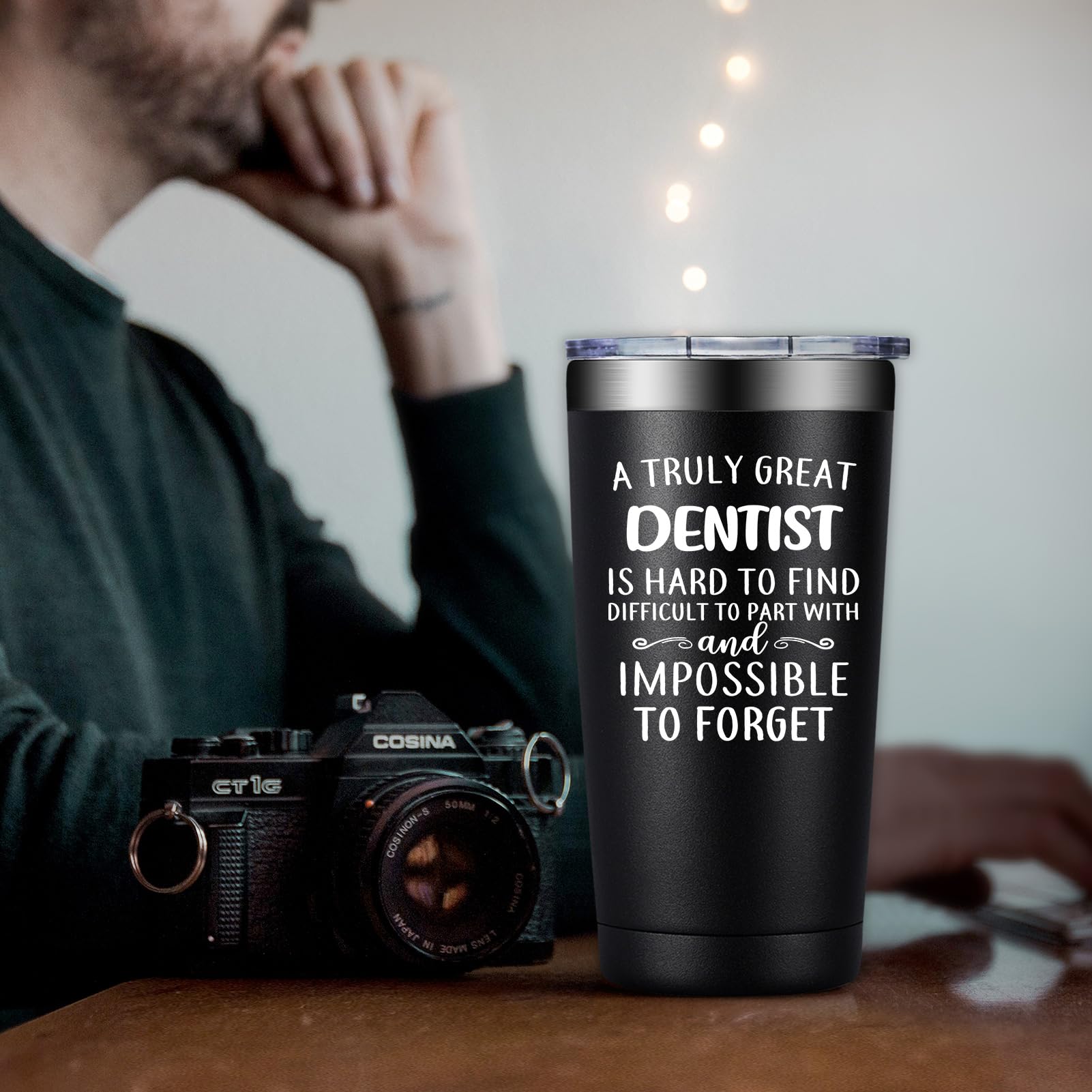 DOEARTE tumbler with coffee demonstrates all-day office use