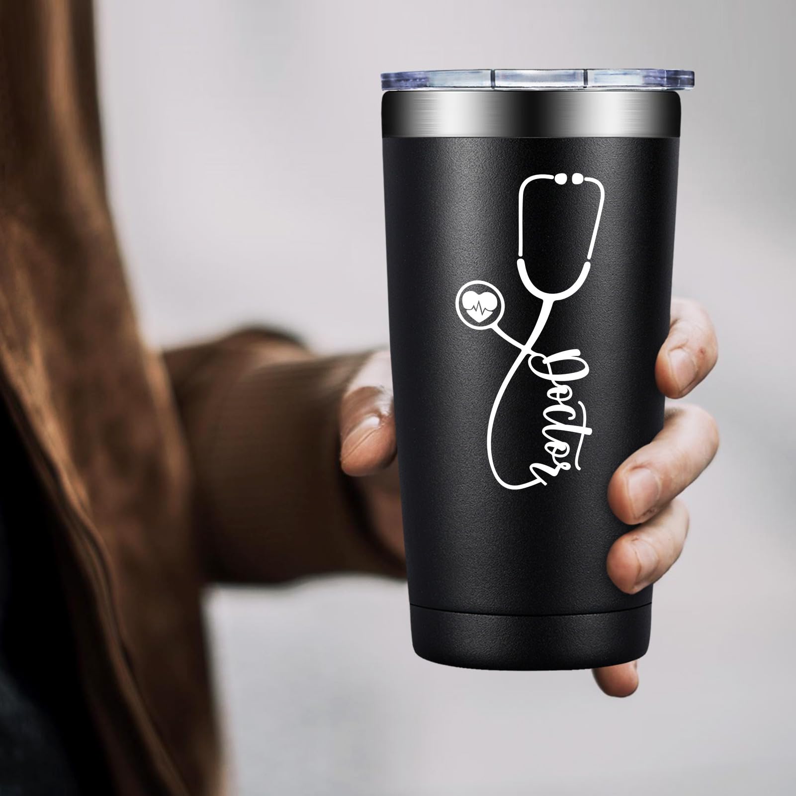 DOEARTE 20oz Doctor tumbler on a coffee break scene