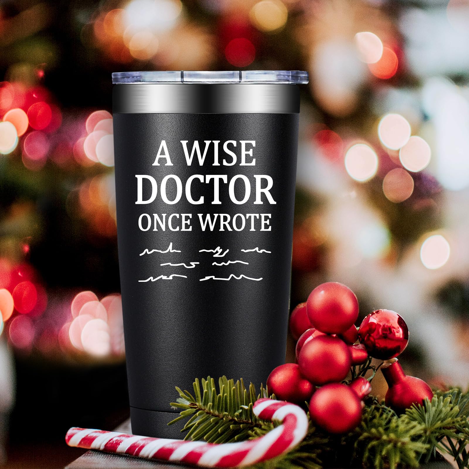 DOEARTE 20oz Doctor tumbler stainless steel close-up detail