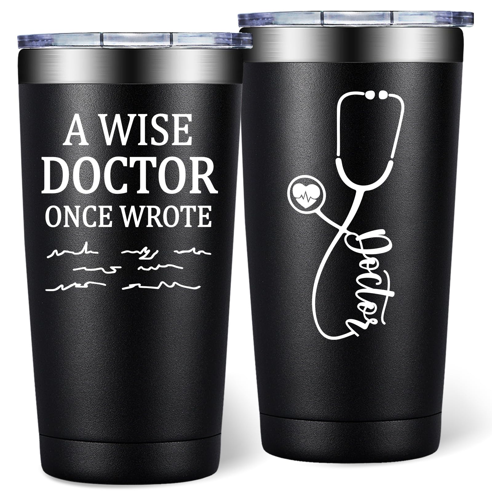 DOEARTE 20oz Doctor tumbler in unboxing shot, ideal for gifting