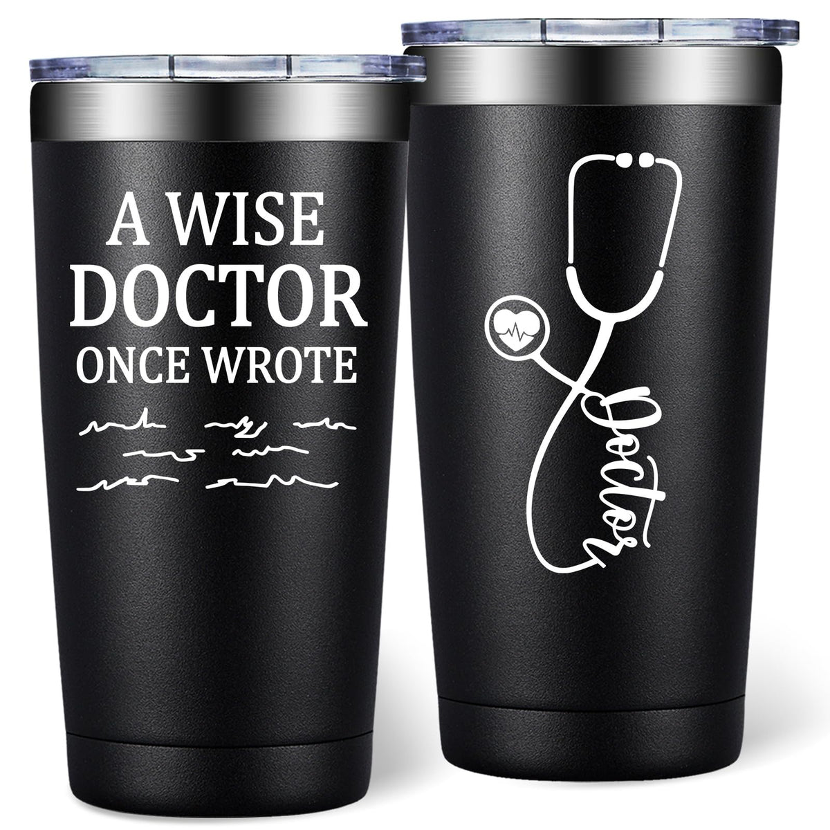 DOEARTE 20oz Doctor tumbler in unboxing shot, ideal for gifting