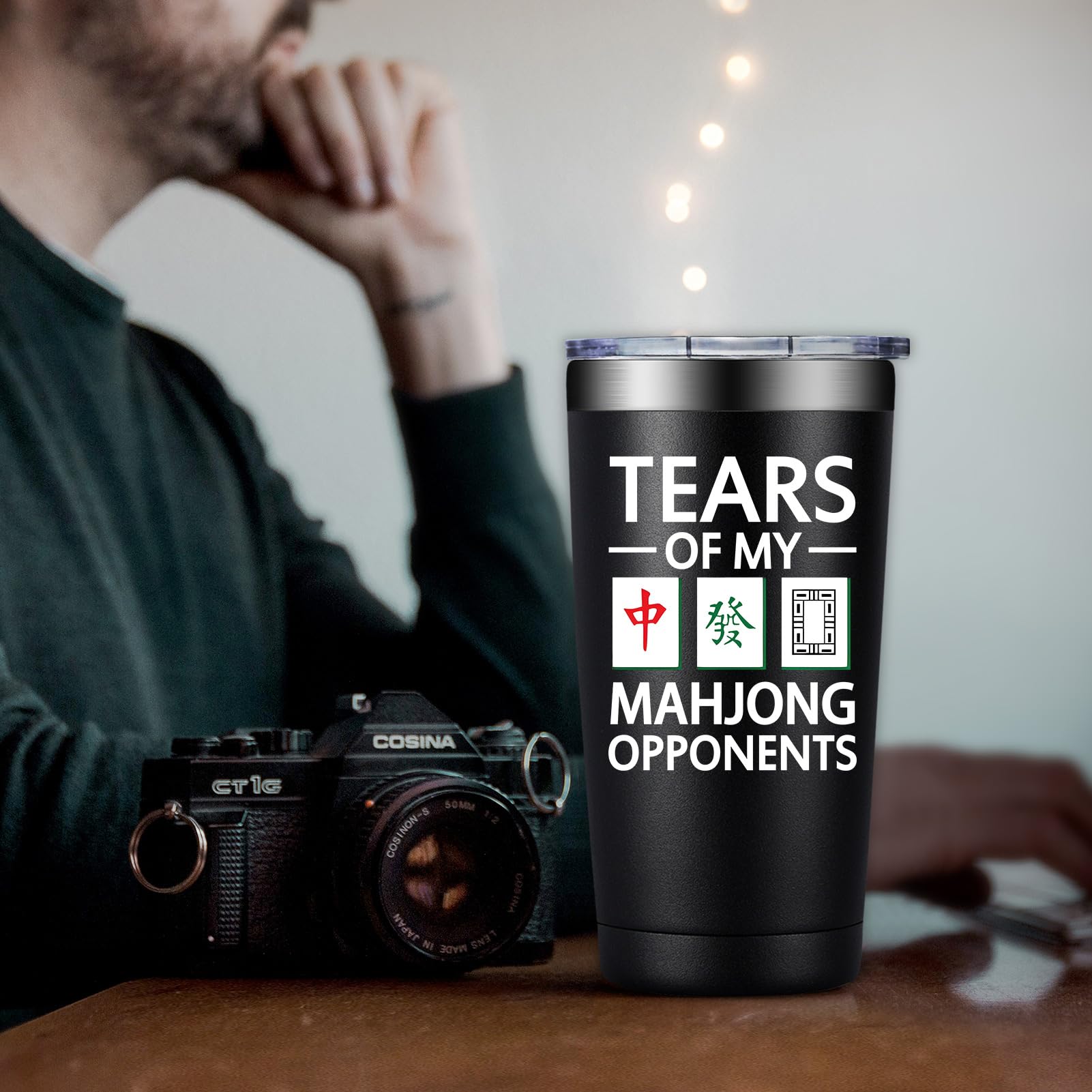 DOEARTE Mahjong tumbler daily-use companion for errands and office days.