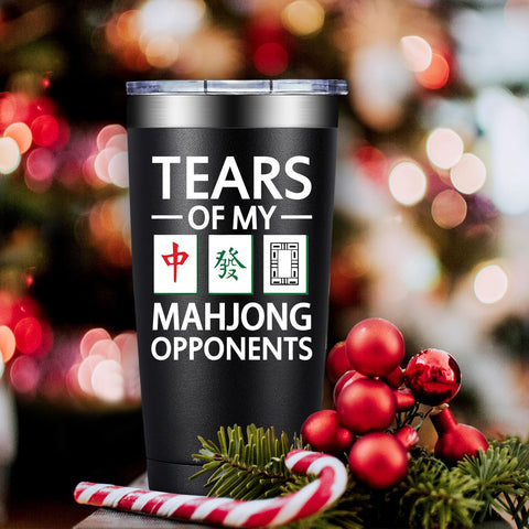 DOEARTE Mahjong tumbler stainless steel body demonstrating rust-resistant construction.