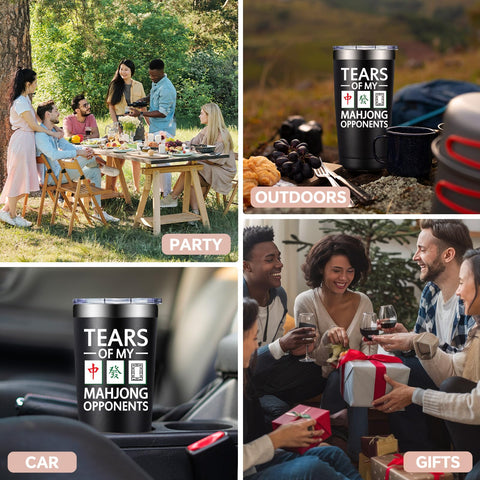 DOEARTE Mahjong tumbler tea-friendly use keeps beverages at the right temperature.