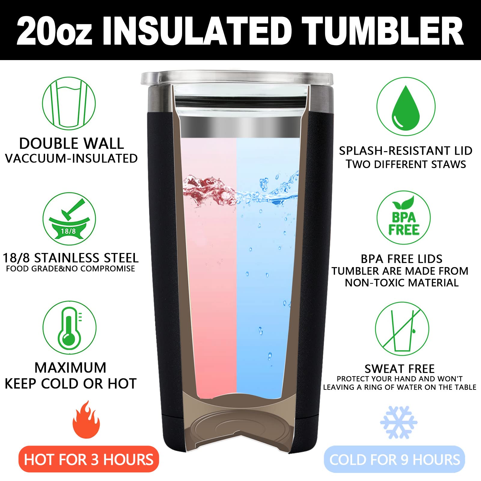 DOEARTE 20oz tumbler on an office desk illustrates all-day beverage support.