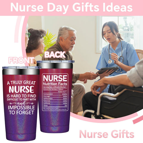 DOEARTE nurse gifts tumbler quote print highlighting appreciation for hardworking nurses.