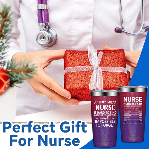 DOEARTE nurse gifts tumbler side profile ideal for daily coffee or tea.