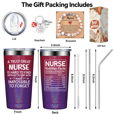 DOEARTE nurse gifts tumbler stainless 304 material emphasizes durability.