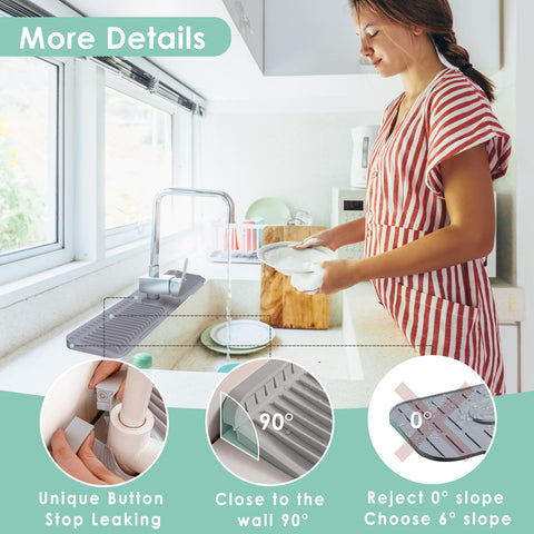 Doeklpo 90-degree foldable edge securely attaches to sink area.