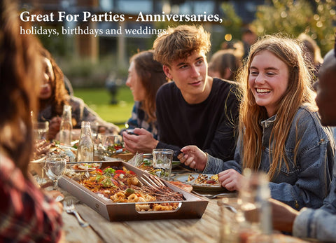 Dofira 36in charcuterie board on dining table setup.