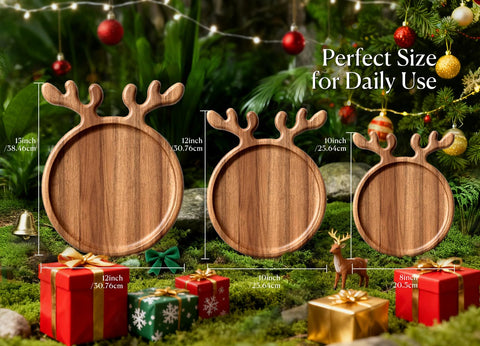 Dofira 8-inch round wood platter ideal for cheese, desserts, and snacks.