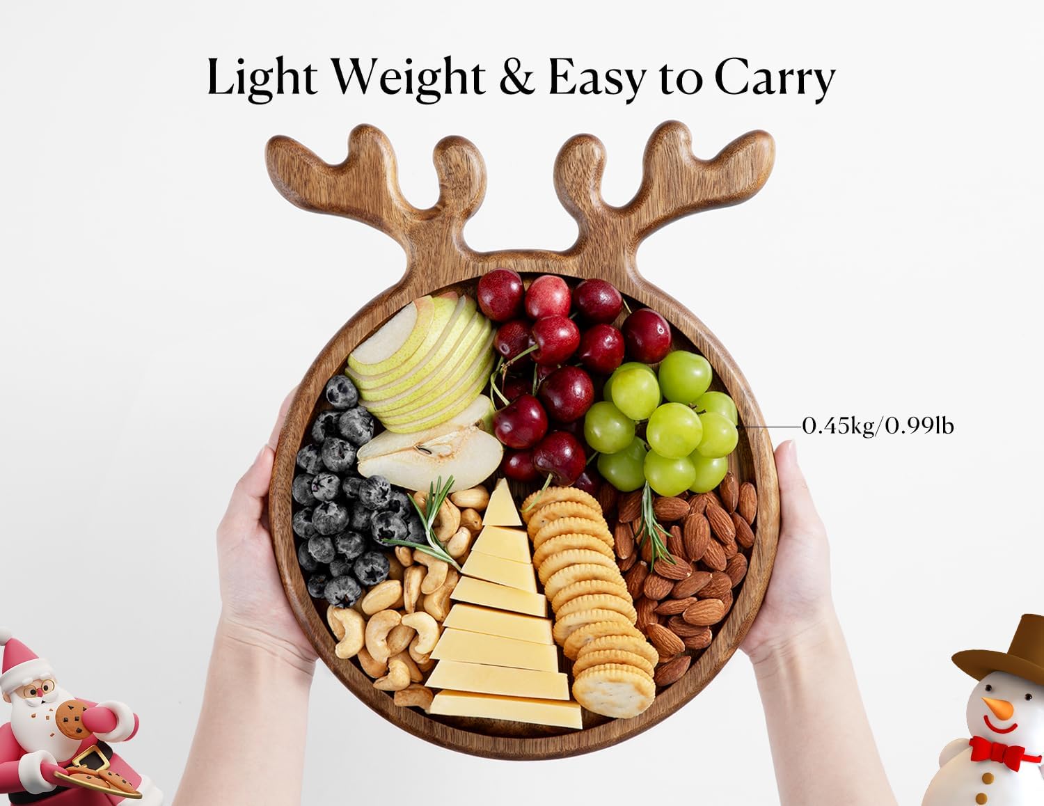 Dofira acacia antler design plate blends décor with practical serving.