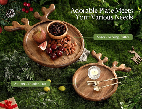 Dofira acacia serving dish with non-slip pads stays stable.