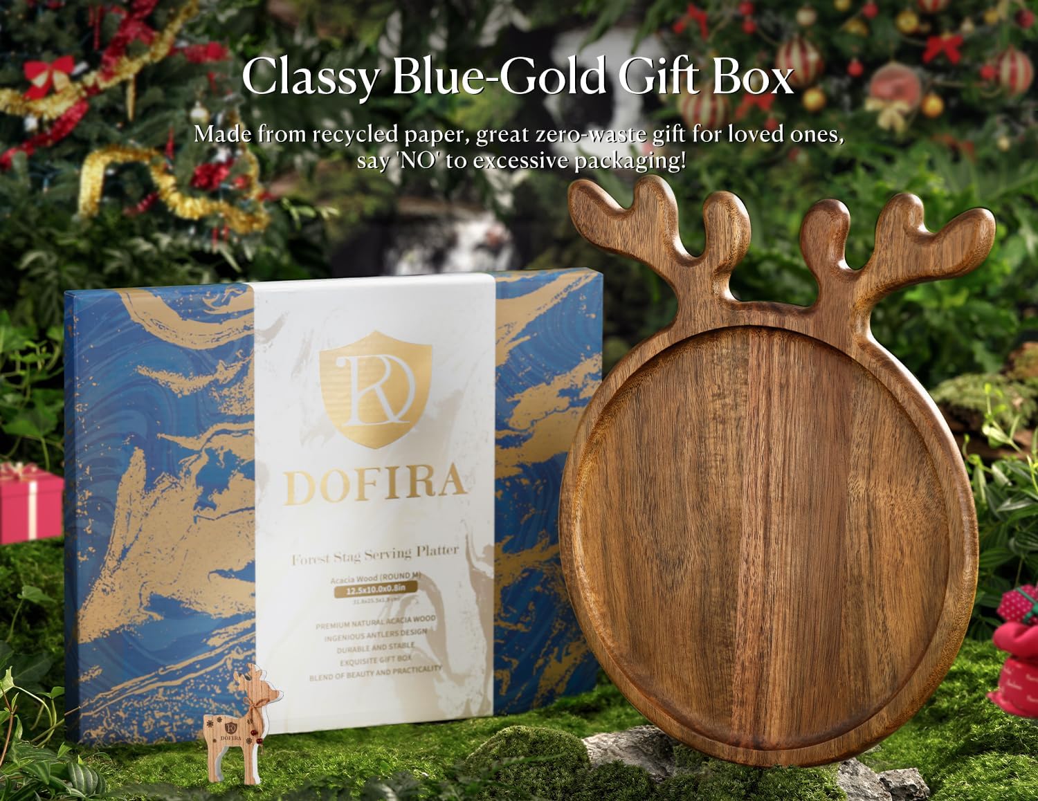 Dofira acacia wood grain smooth finish highlights durability and food-friendly surface.