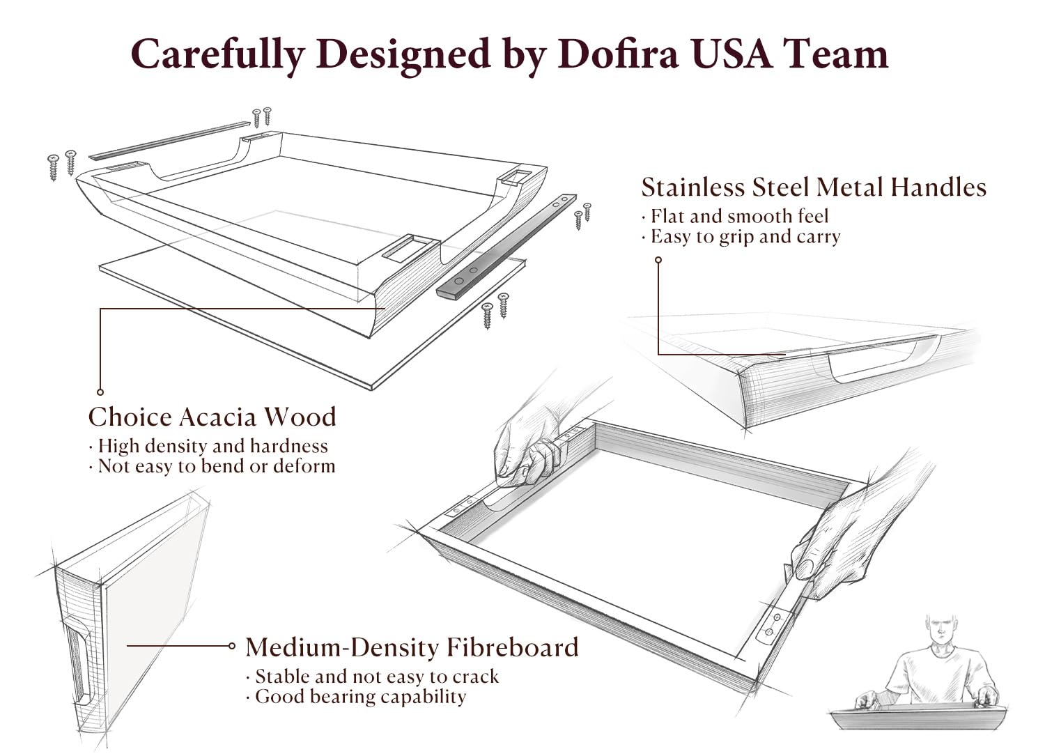 Dofira breakfast-in-bed setup with beverages and pastries