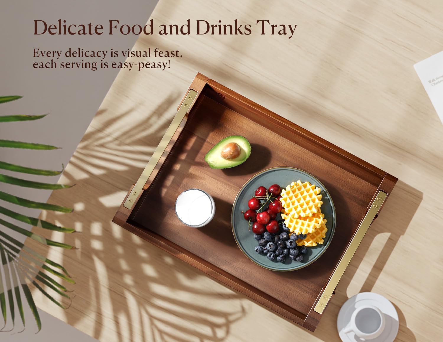 Dofira breakfast-in-bed tray in acacia wood for lazy mornings