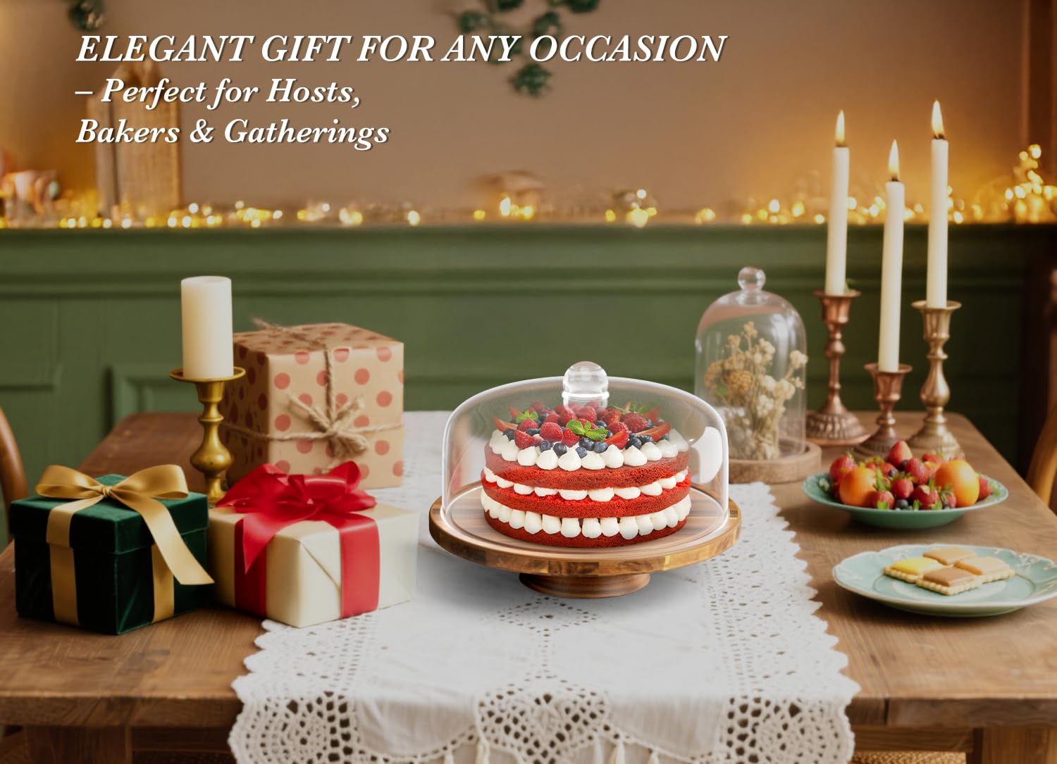 Dofira cake stand with lid adds refined kitchen display.