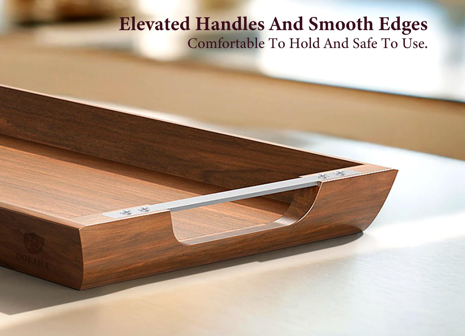 Dofira large charcuterie board woodgrain closeup, durable surface.