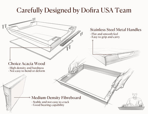 Dofira tray sanded finish close-up highlighting velvety smooth surface.