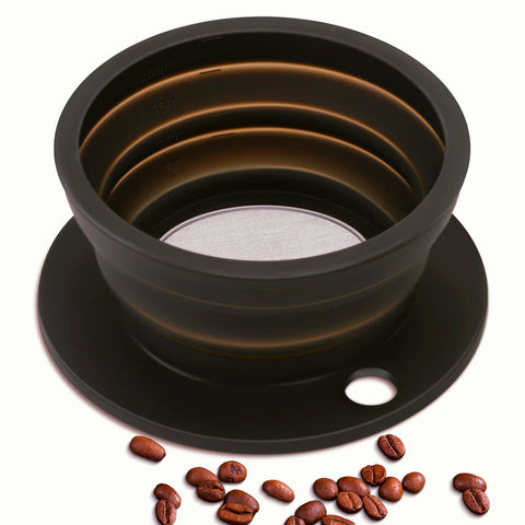 DOFQQG single cup coffee maker in black is travel-ready.