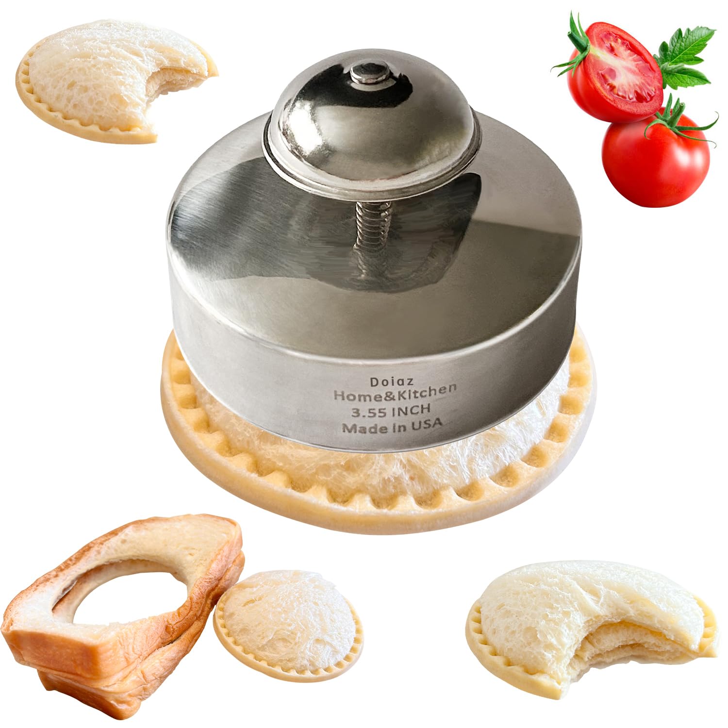 Doiaz sandwich cutters sealer showcases a 3.5-inch cut with mess-free edges.