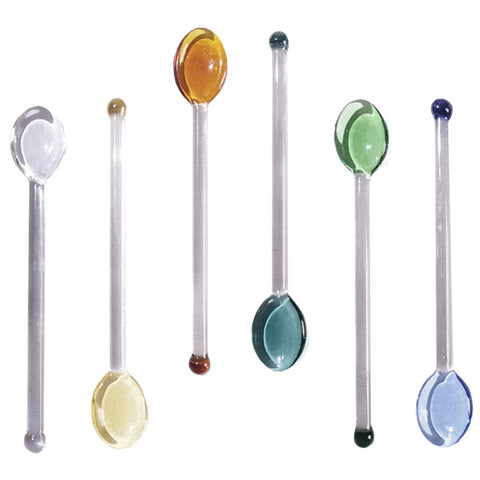 DOITOOL 6pc glass spoons set for precise stirring in coffee and tea