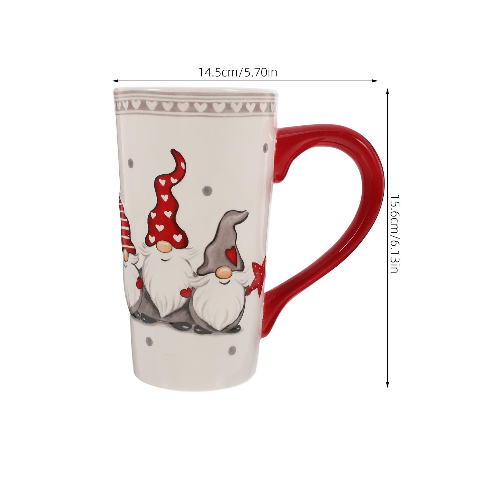 DOITOOL Christmas gnome mug close-up handle detail and glossy ceramic glaze.
